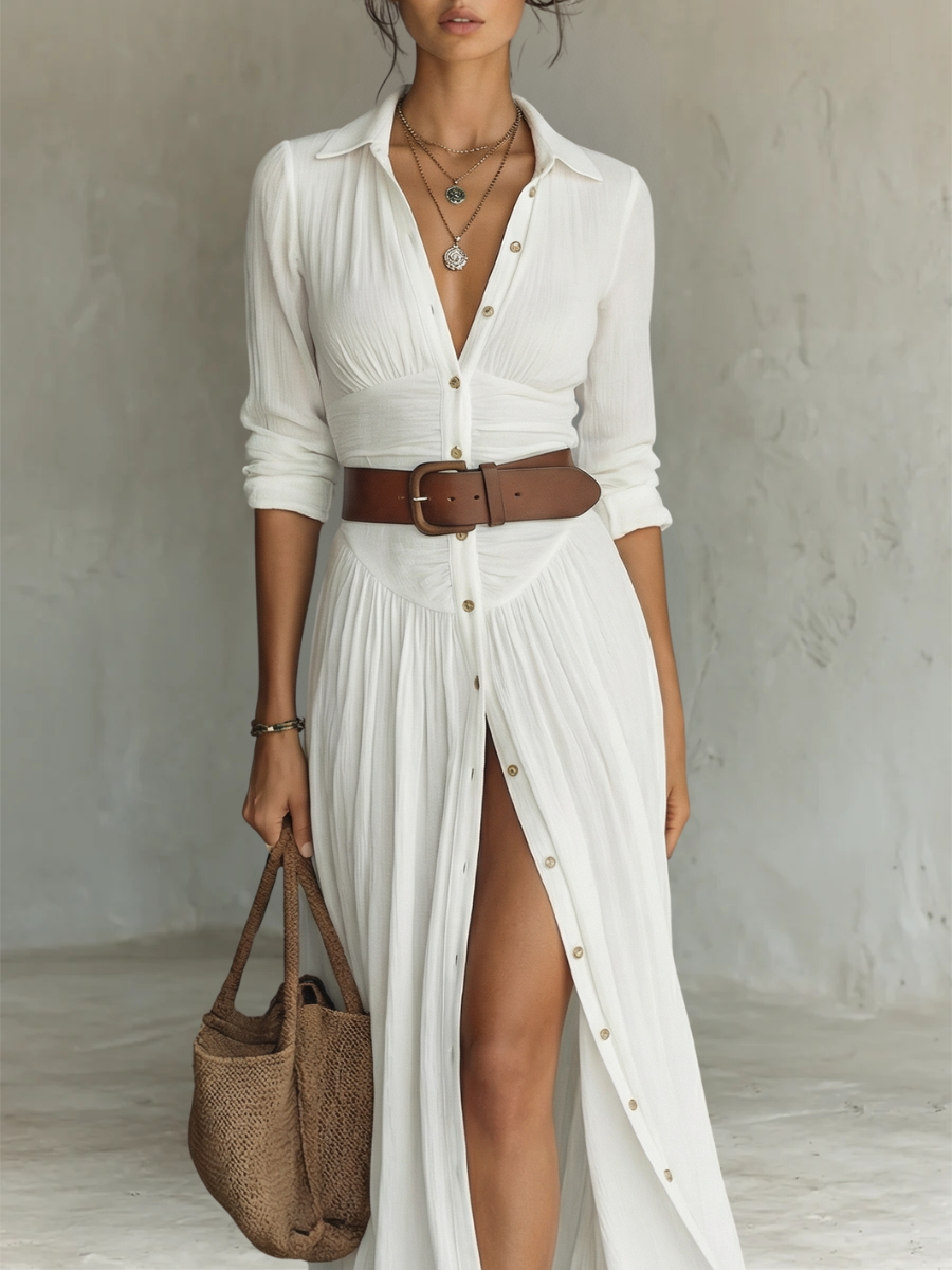 Aura | Vestido Camisero maxi elegante