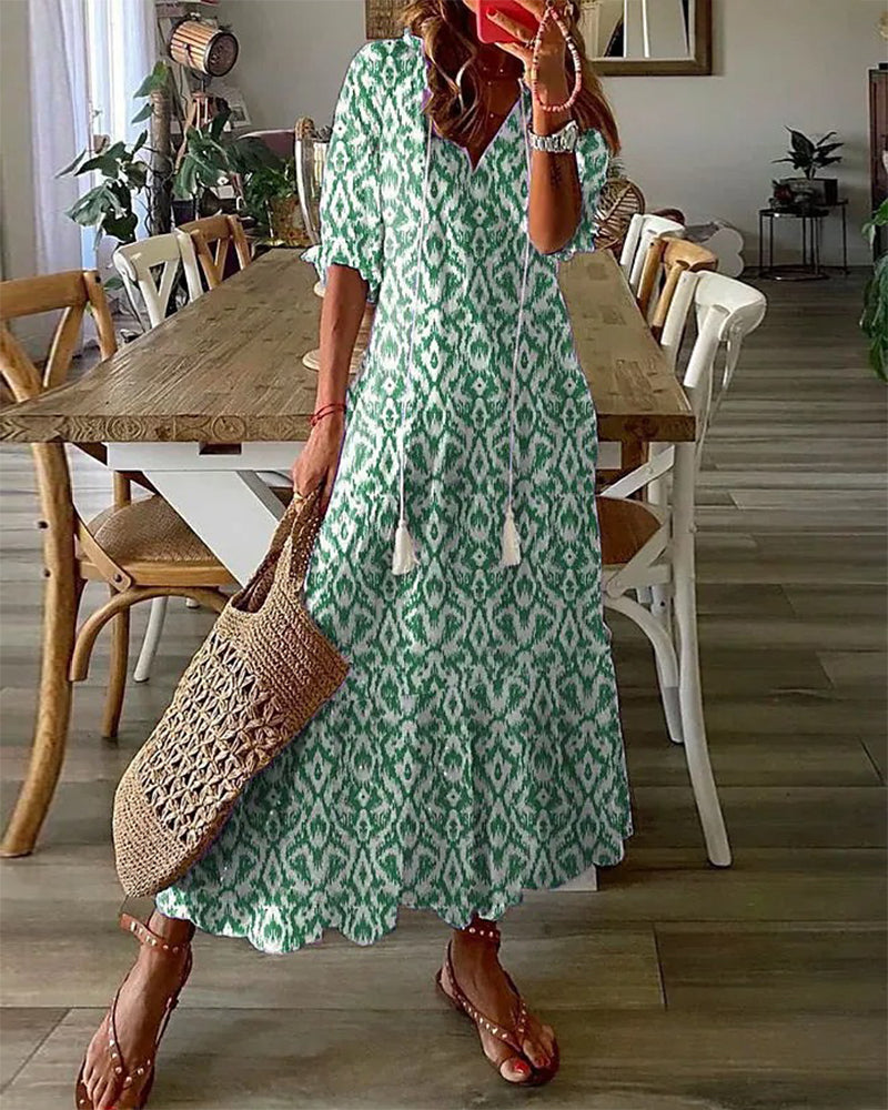 Eliora - Vestido largo bohemio con escote en V