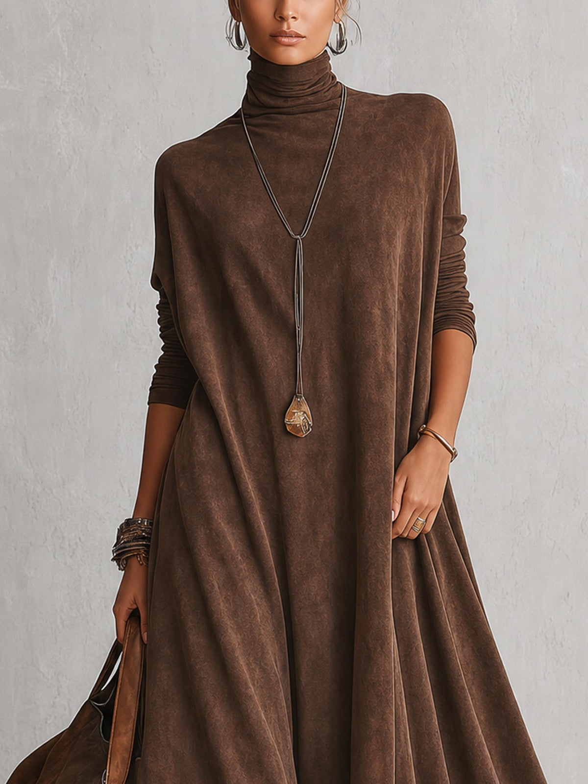Antonella | Vestido Elegante de estilo vintage con efecto ante y bajo de encaje