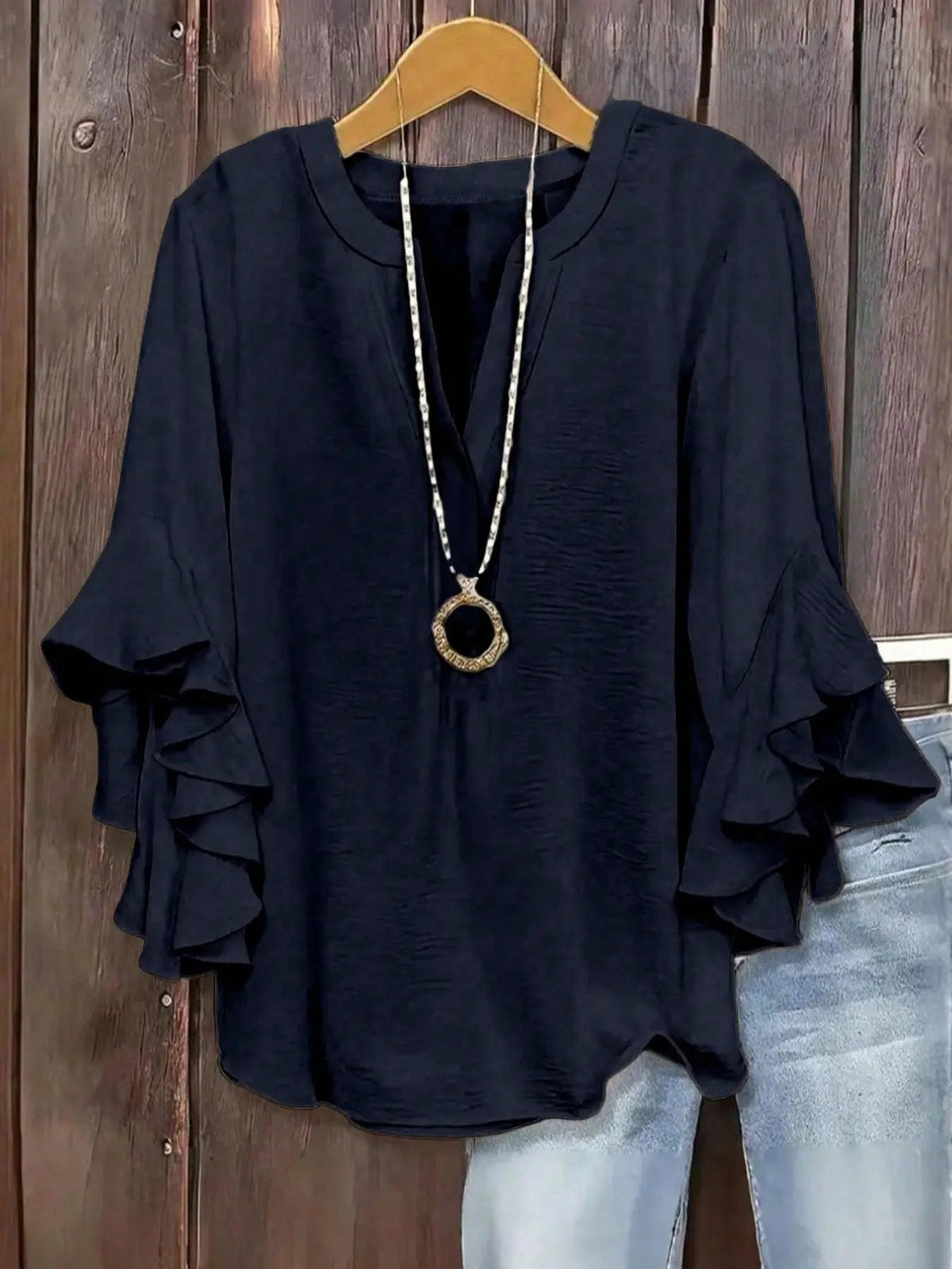 Trini | Blusa floral holgada con mangas con volantes que favorece los brazos y el vientre