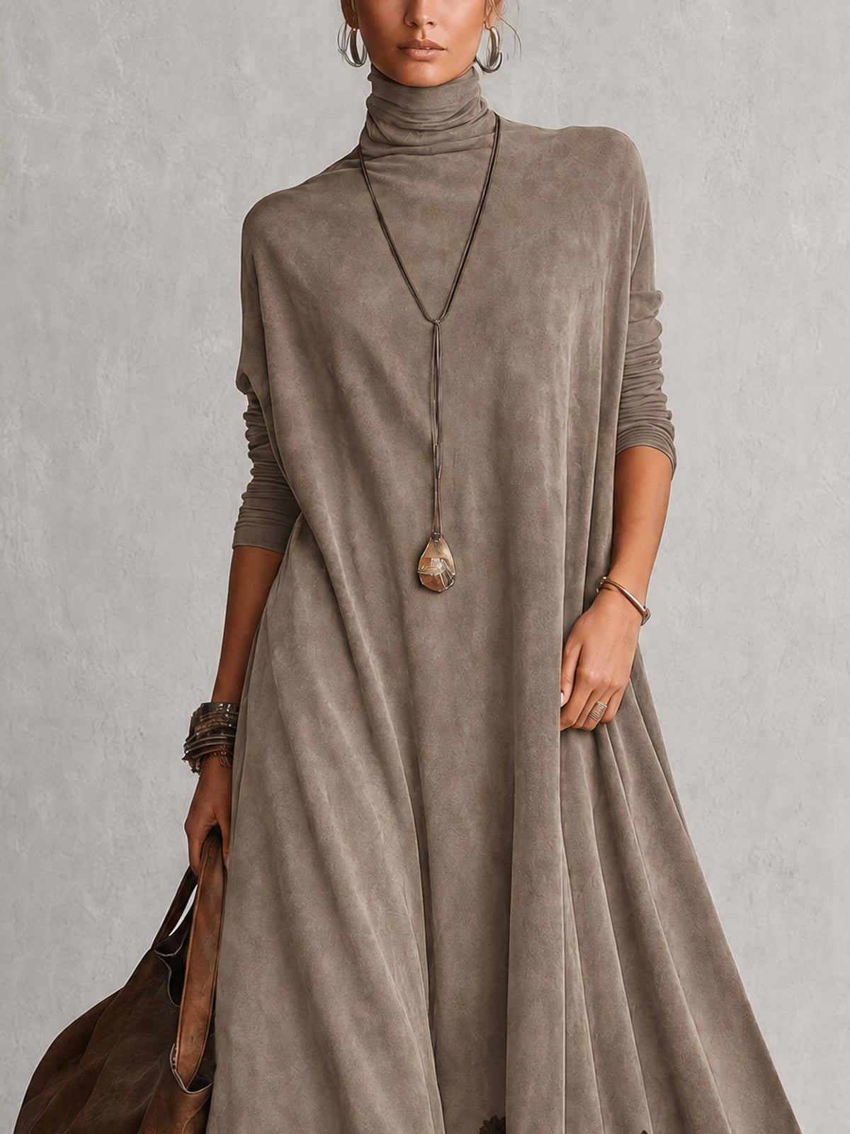 Antonella | Vestido Elegante de estilo vintage con efecto ante y bajo de encaje
