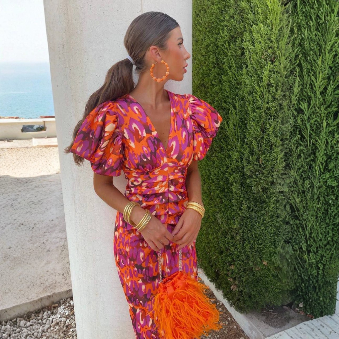 Ainhoa | Vestido Estampado, Escote en V