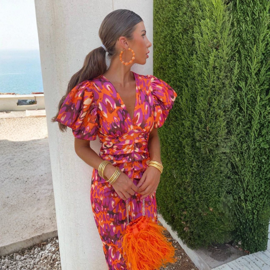 Ainhoa | Vestido Estampado, Escote en V