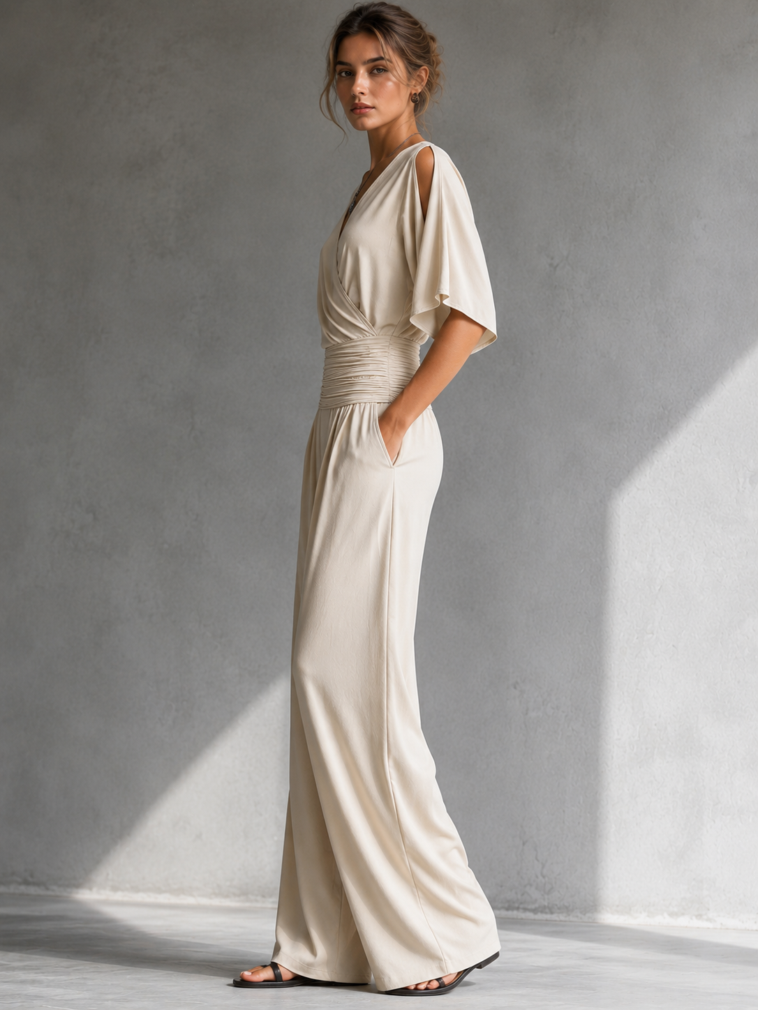 Alia |  Conjunto elegante con efecto cruzado y pernera ancha