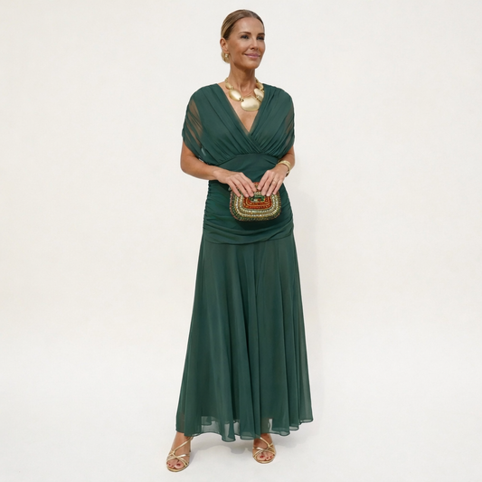 Eli Luna| Vestido Floral largo con Escote en V