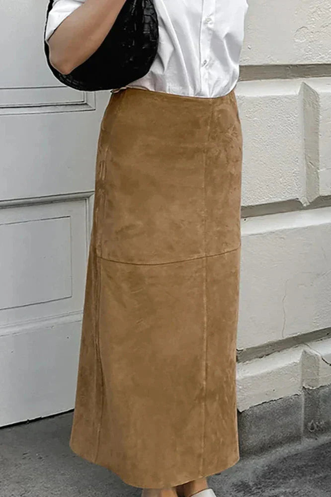 Triana | Falda Maxi Efecto Ante Elegante