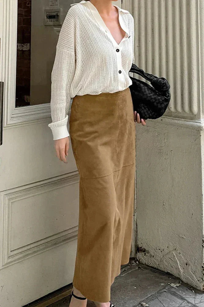 Triana | Falda Maxi Efecto Ante Elegante