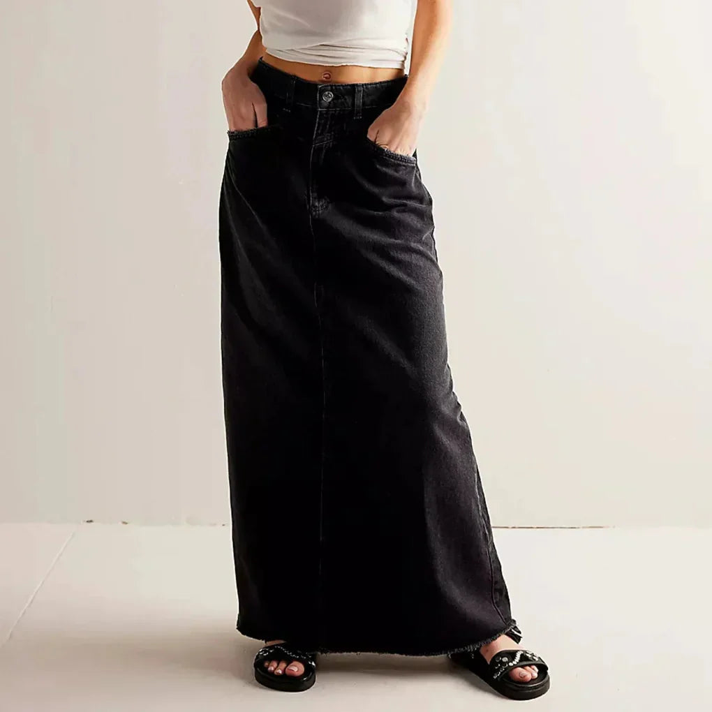 Zenda | Falda Recta Denim Cintura Alta