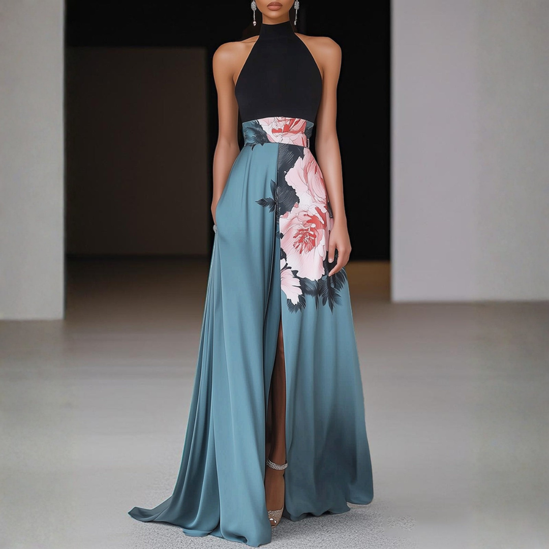 Isabella | Vestido Maxi Sin Mangas de Cuello Redondo Floral