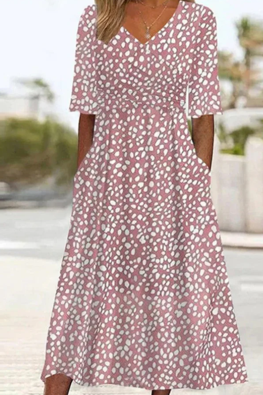 FLOR - VESTIDO MIDI DE LUNARES, ELEGANTE Y QUE FAVORECE LA BARRIGA