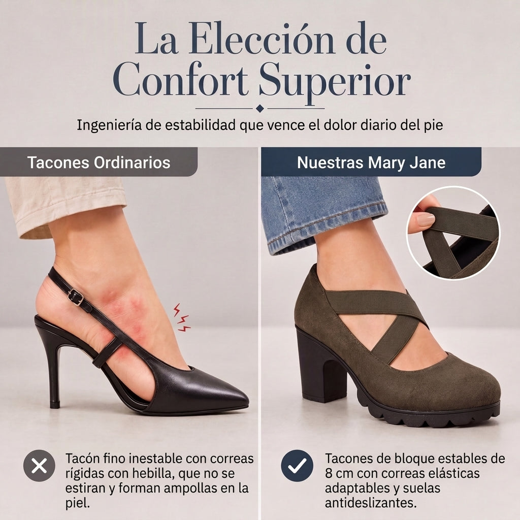 Lola | Zapatos para mujer con plataforma, puntera redonda, correa cruzada y tacón grueso