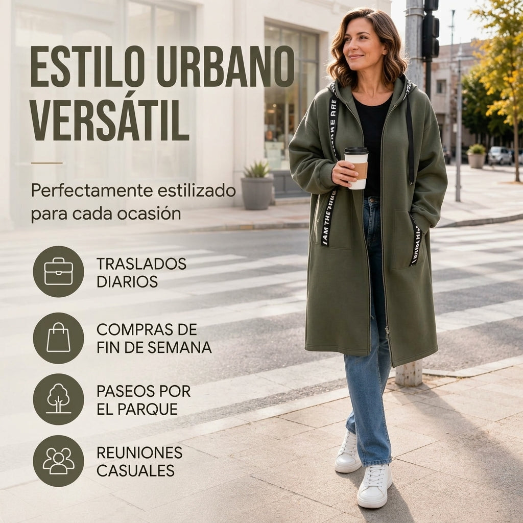 Nissa | Abrigo tipo sudadera con capucha oversize para mujer