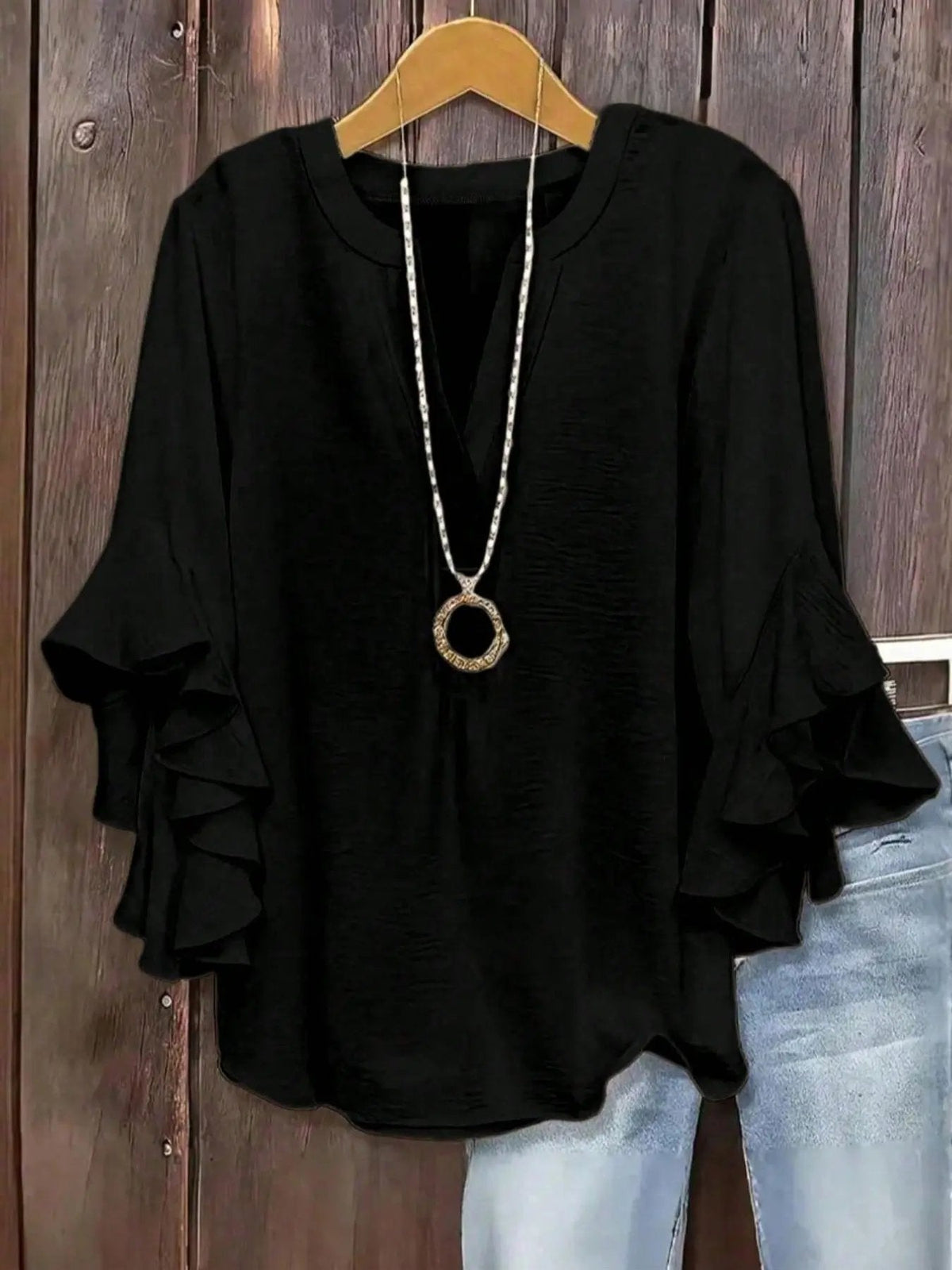 Trini | Blusa floral holgada con mangas con volantes que favorece los brazos y el vientre