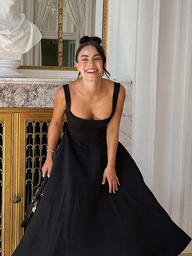 Aroa – Vestido midi elegante sin mangas