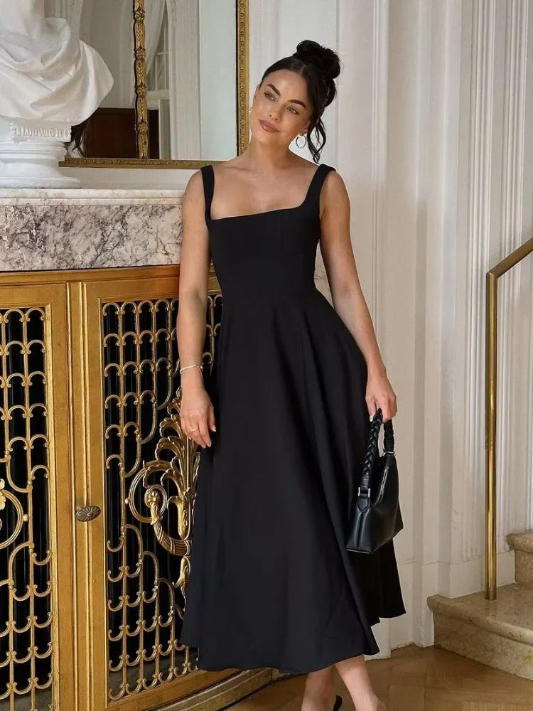 Aroa – Vestido midi elegante sin mangas