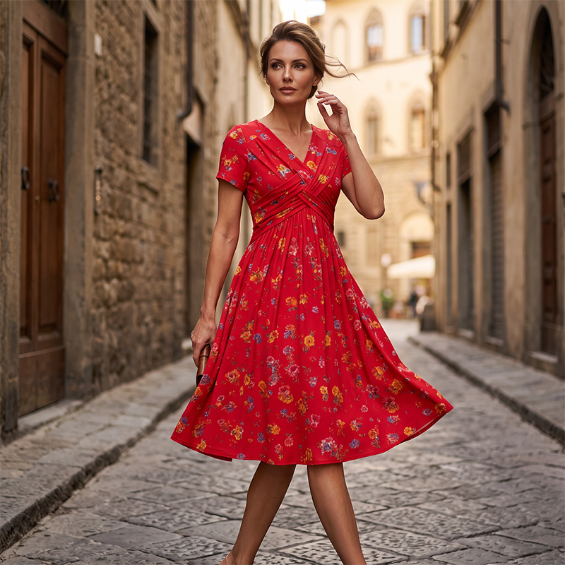 Tuca | Vestido Elegante con escote en V y detalle cruzado