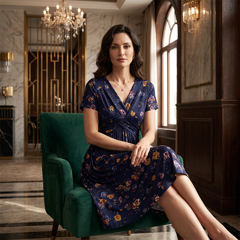 Tuca | Vestido Elegante con escote en V y detalle cruzado