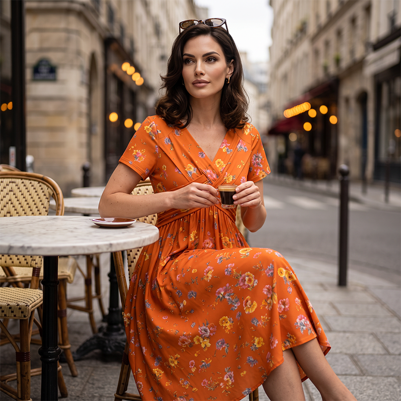 Tuca | Vestido Elegante con escote en V y detalle cruzado
