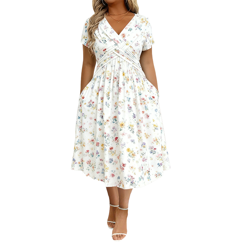Tuca | Vestido Elegante con escote en V y detalle cruzado